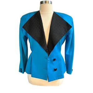 Beautiful Vintage Town and Country Teal and Black Blazer
